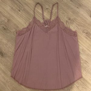 JODIFL Mauve Lace Trim Tank Top